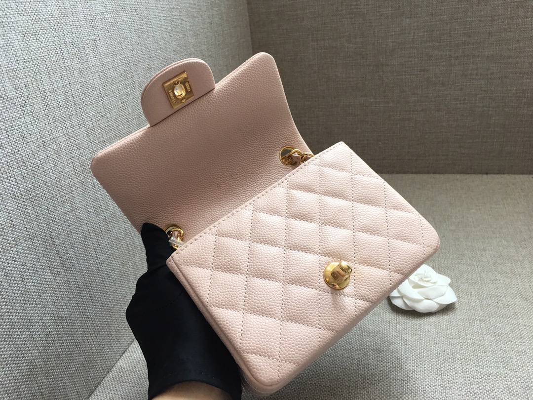 Mini Classic Flap Caviar Bag A01115 Pink/Gold